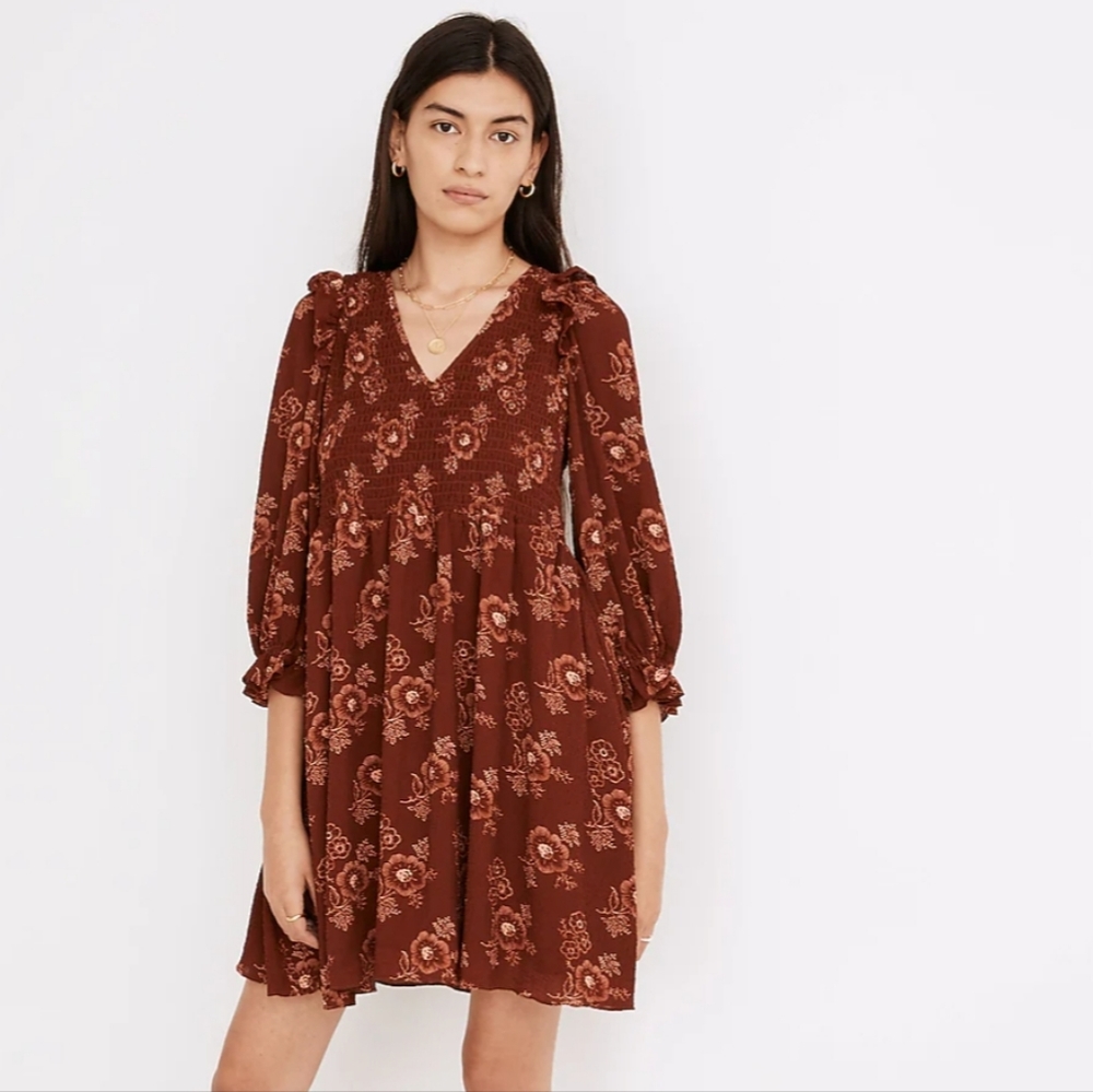 Madewell Lucie v-neck smocked dress